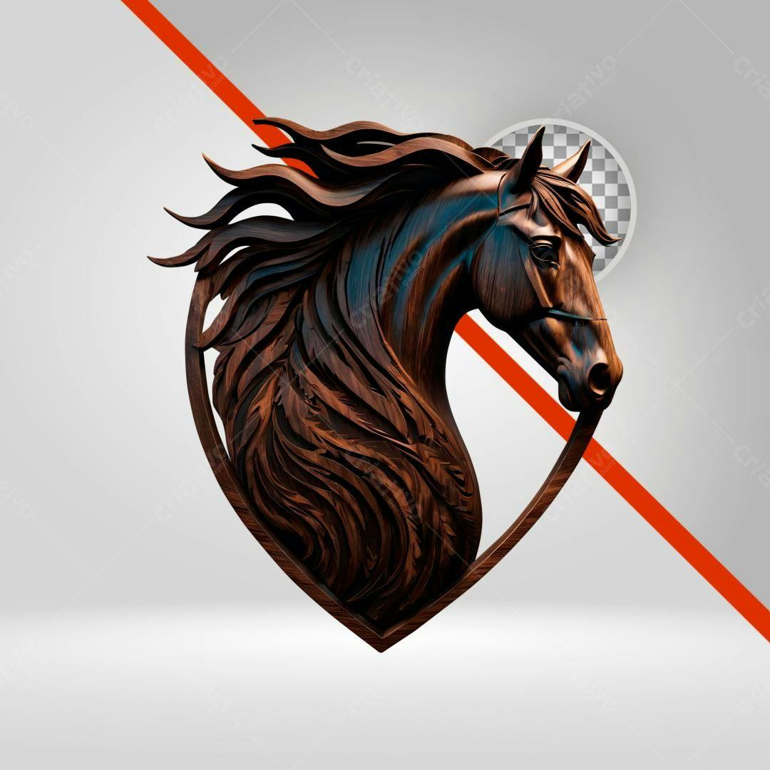 Icone Cavalo Escultura Madeira PNG com fundo transparente