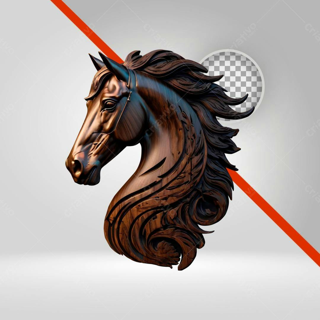 Icone Cavalo Escultura Madeira PNG com fundo transparente