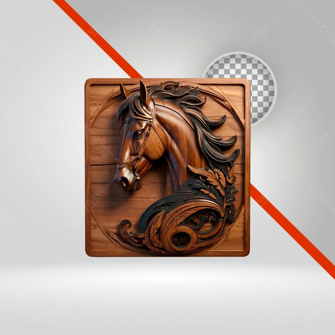 Icone Cavalo em Madeira PNG com fundo transparente