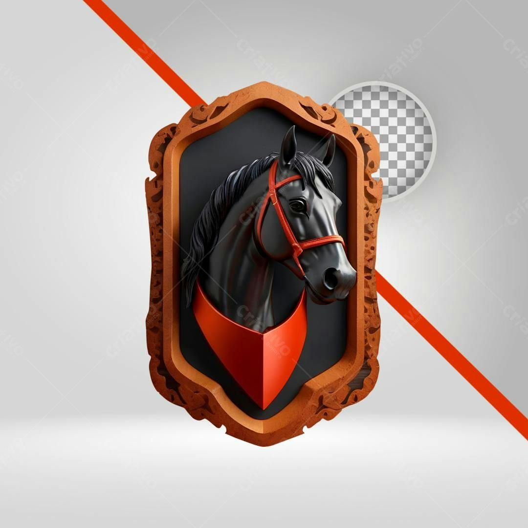 Icone Cavalo Preto em Moldura PNG com fundo transparente