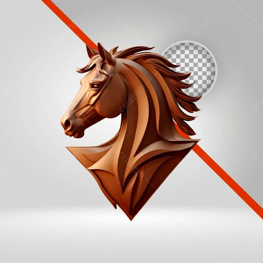 Cavalo Png, Escultura Minimalista 3D, Logotipo E Selo