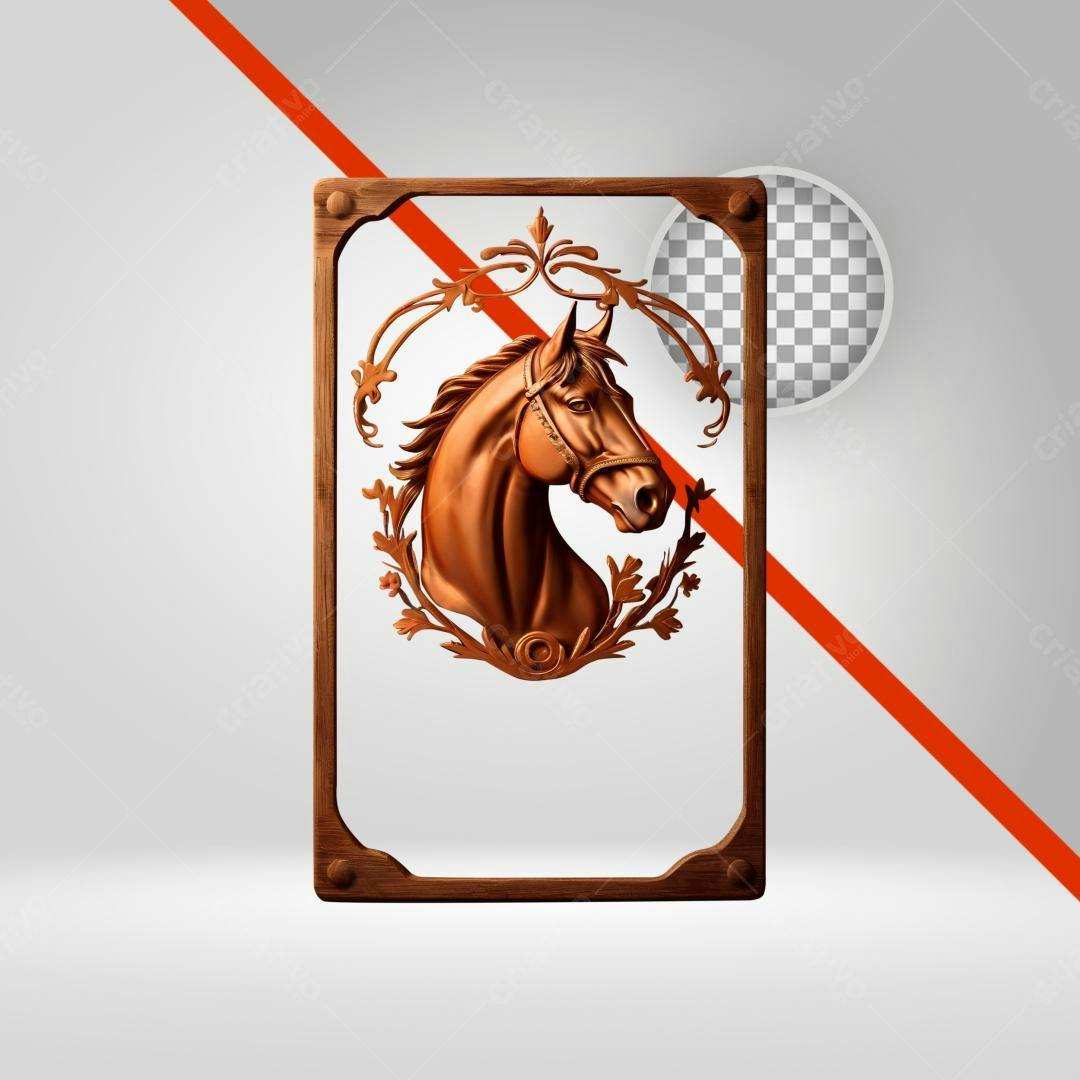 Icone Cavalo Bronze Moldura PNG com fundo transparente