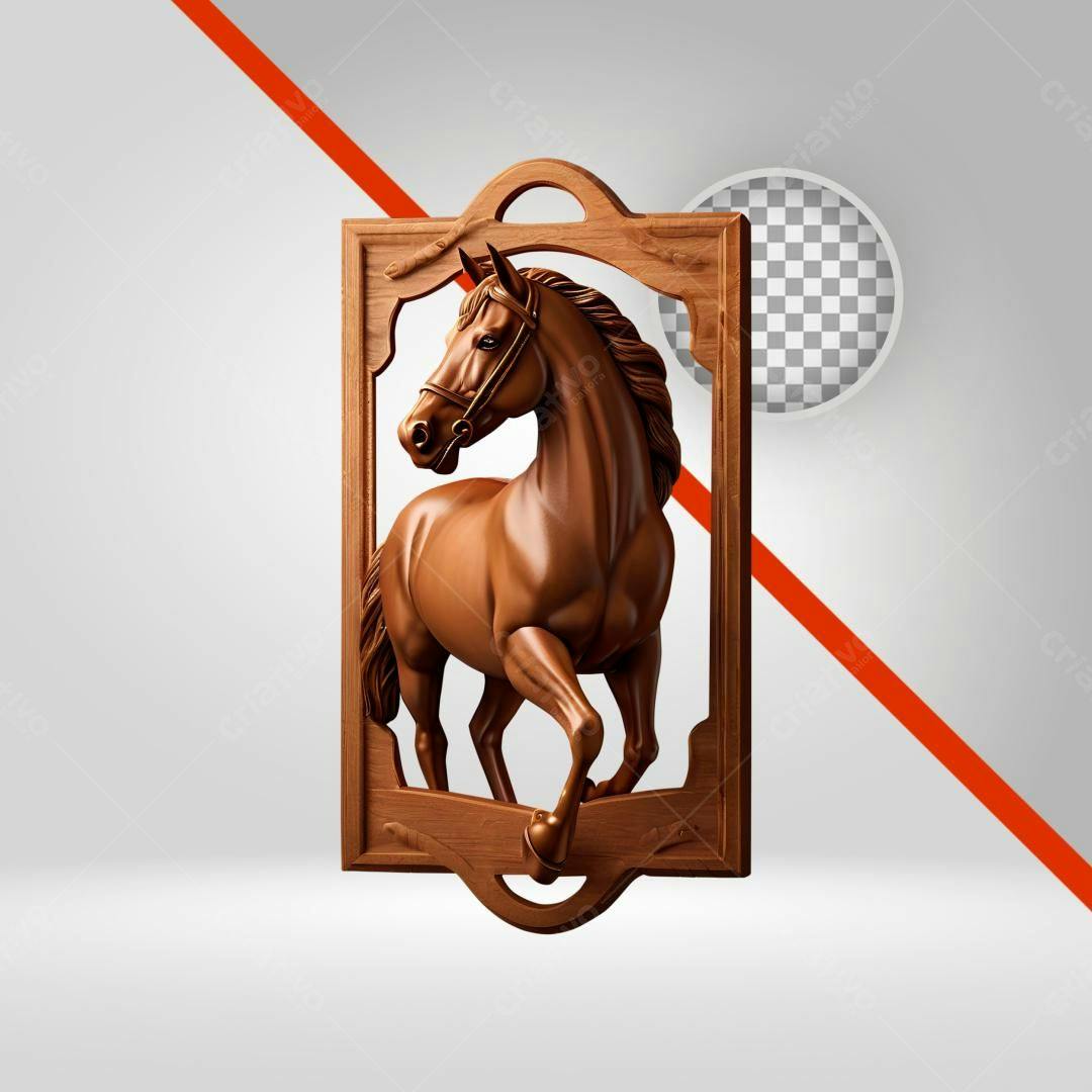 Icone Cavalo Marrom em Moldura PNG com fundo transparente