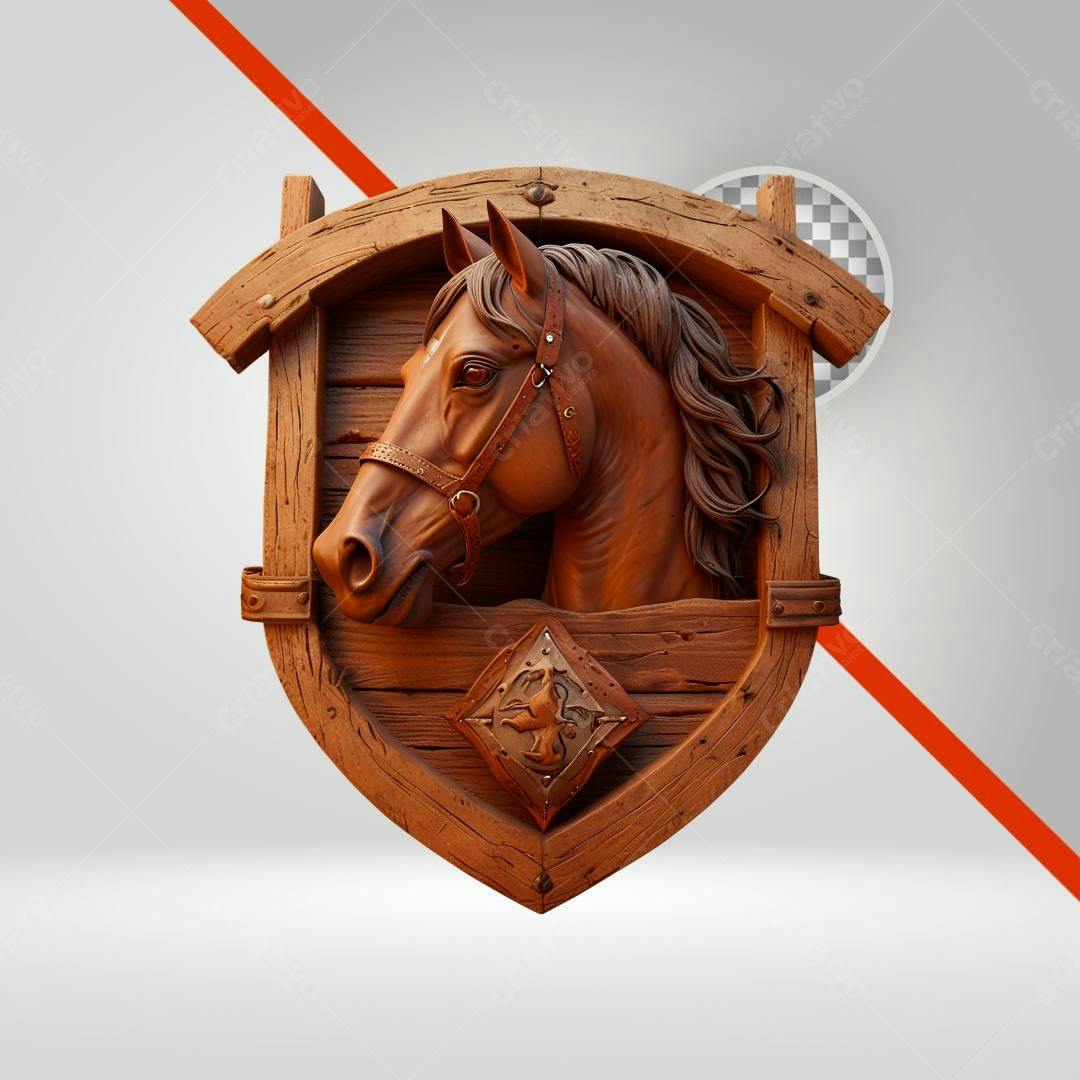 Icone Cavalo Escultura Madeira PNG com fundo transparente