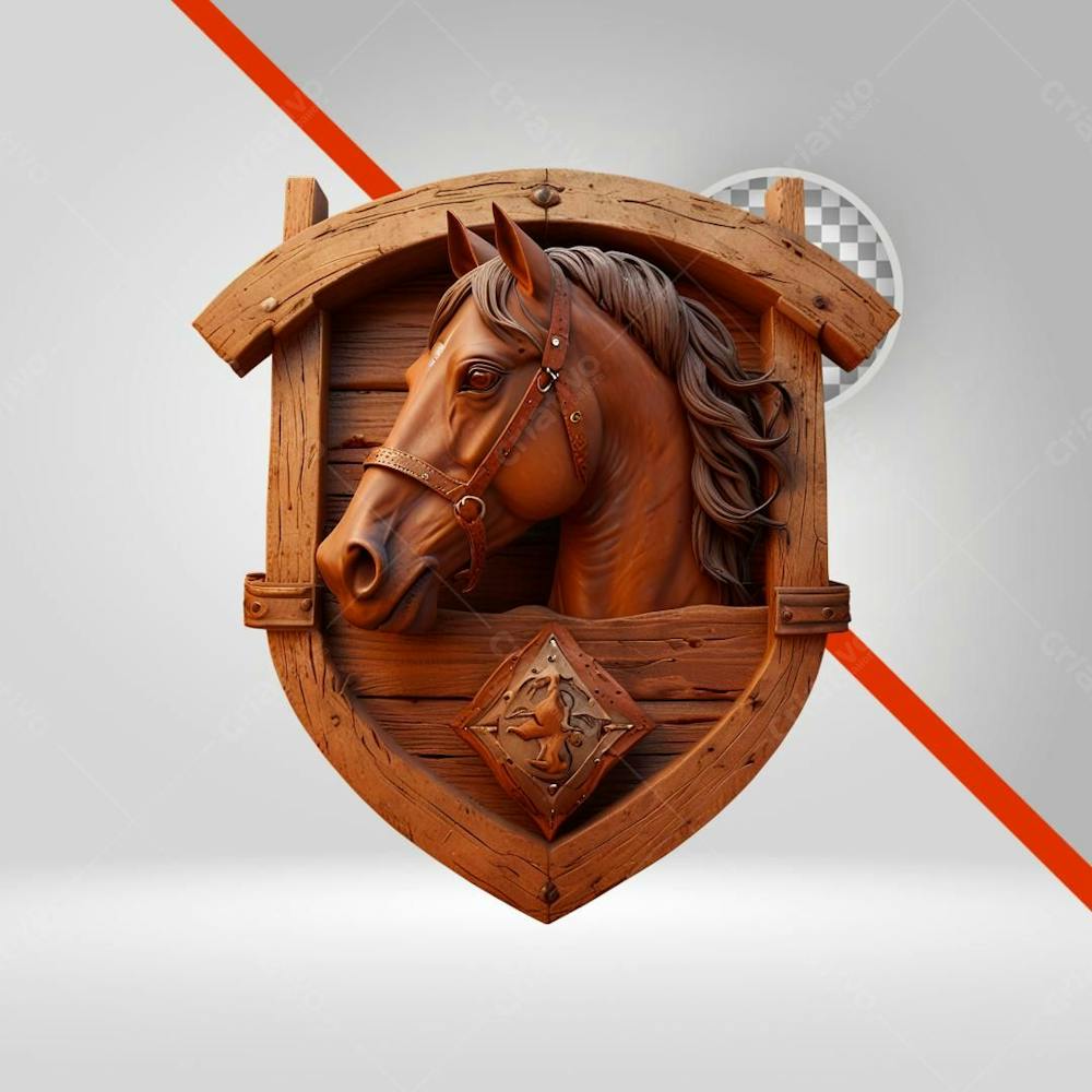 Cavalo Png, Quadro, Moldura De Madeira, Logotipo E Selo 3D