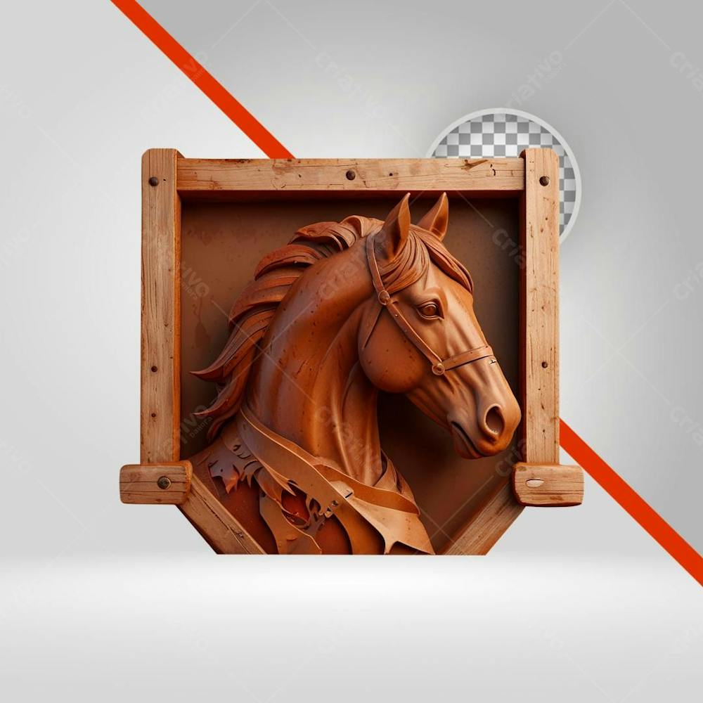 Cavalo Png, Quadro, Moldura De Madeira, Logotipo E Selo 3D