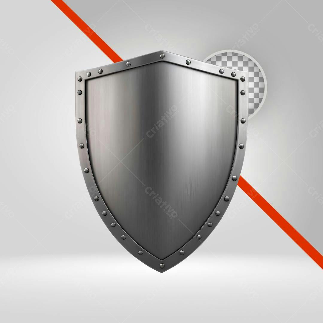Escudo metálico PNG com fundo transparente