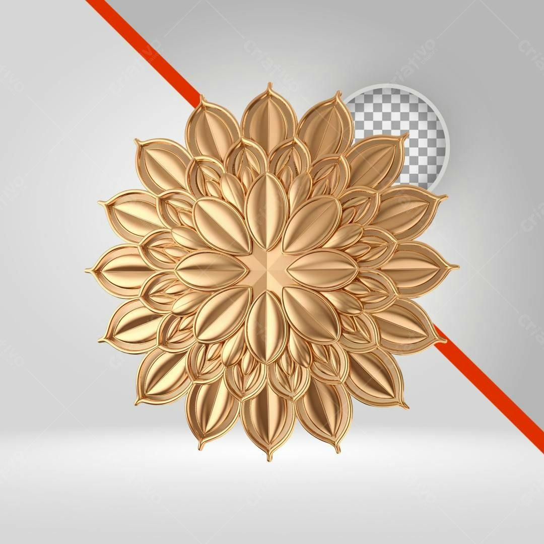 Icone Mandala Dourada PNG com fundo transparente