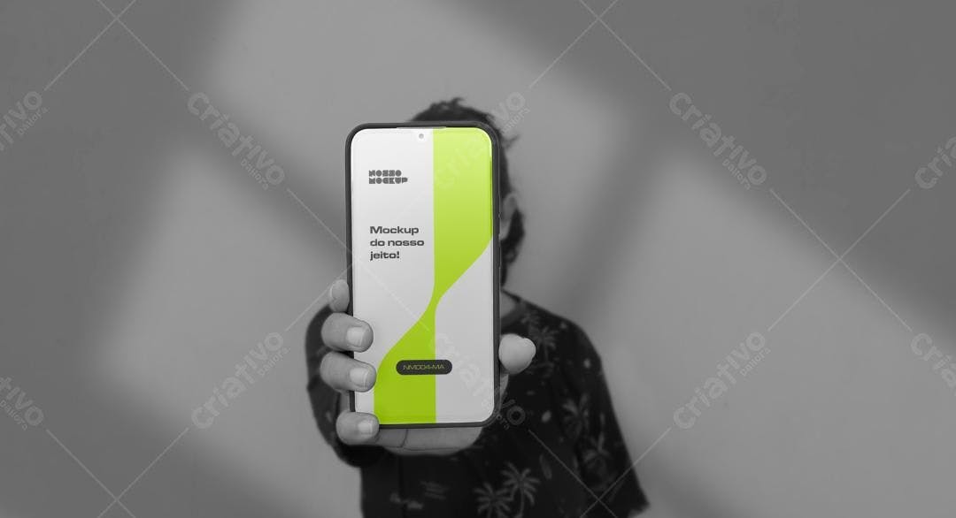 Mockup de Smartphone: Visão Frontal, Verde e Branco