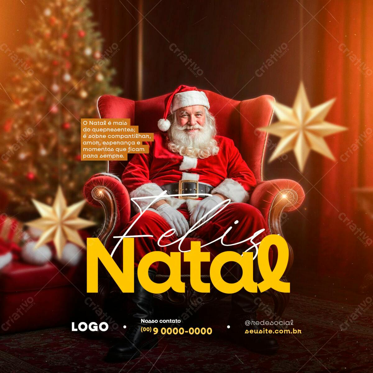 Postagem de Natal com Papai Noel PSD Editável