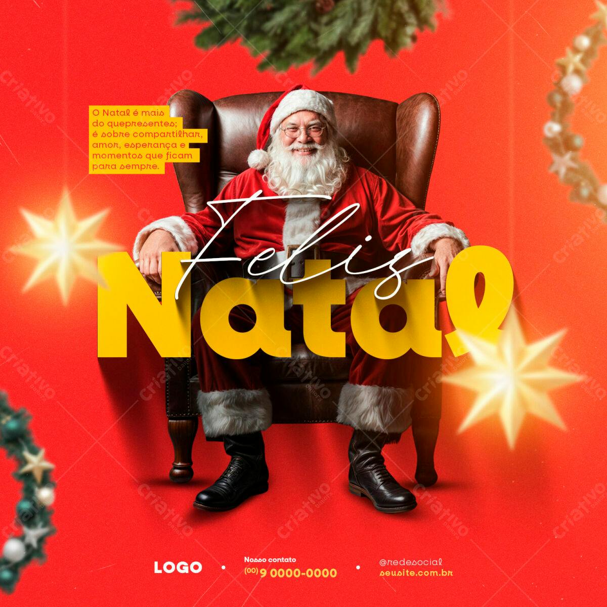 Postagem de Natal com Papai Noel PSD Editável
