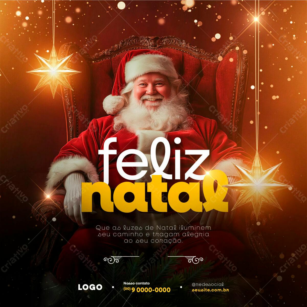 Postagem Natalina com Papai Noel PSD Editável