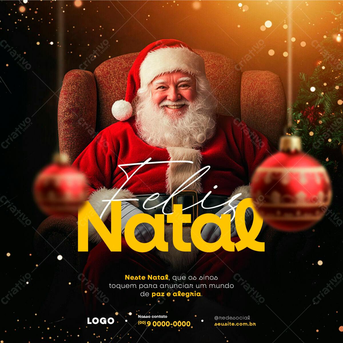 Postagem de Natal com Papai Noel PSD Editável