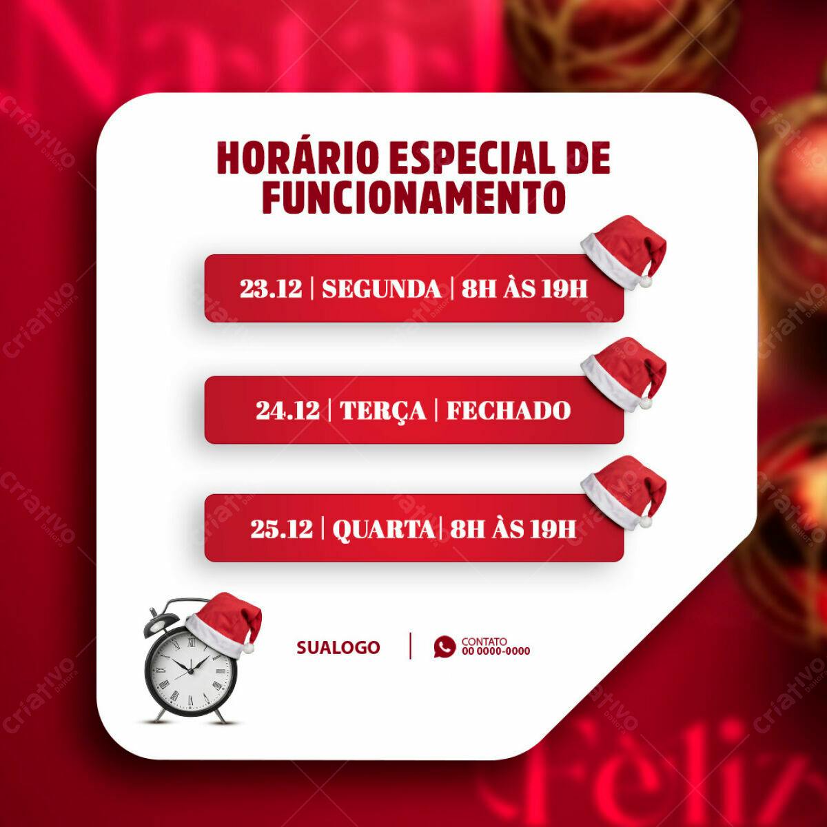 Flyer Natalino Horário Especial PSD Editável