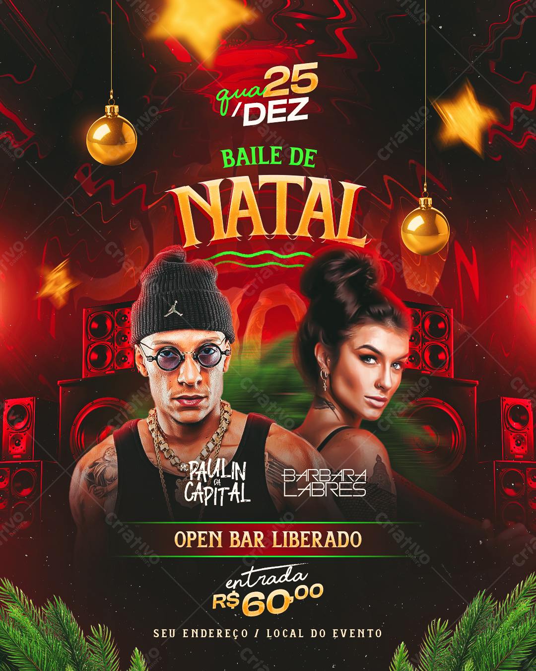 Flyer Baile de Natal PSD Editável