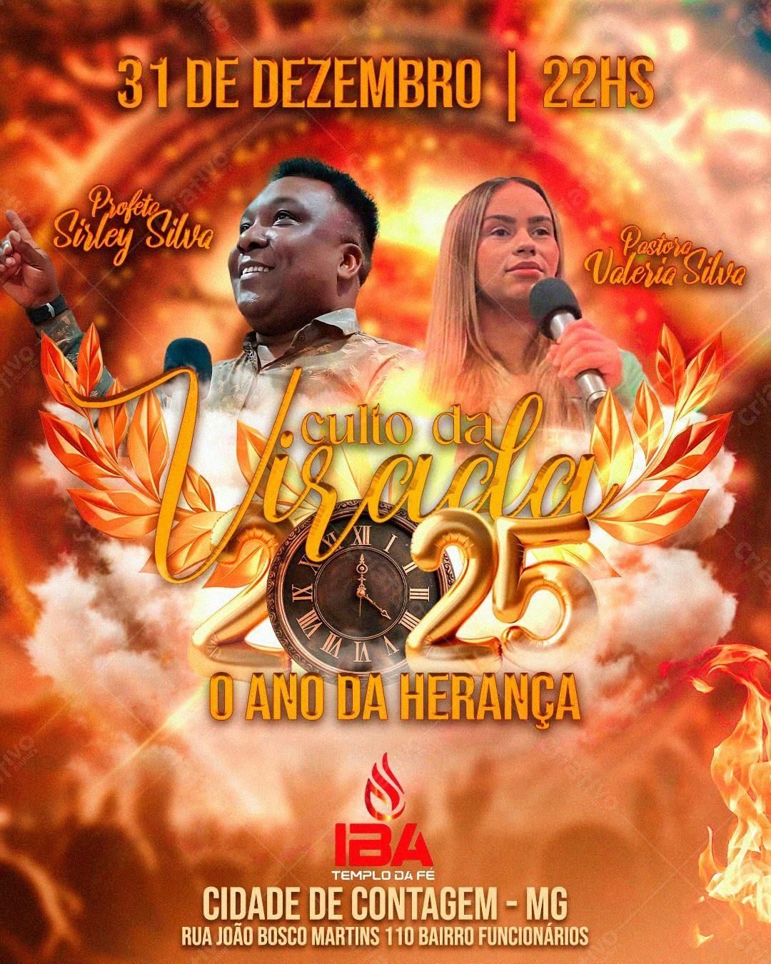 Flyer para Culto da Virada 2025 PSD Editável