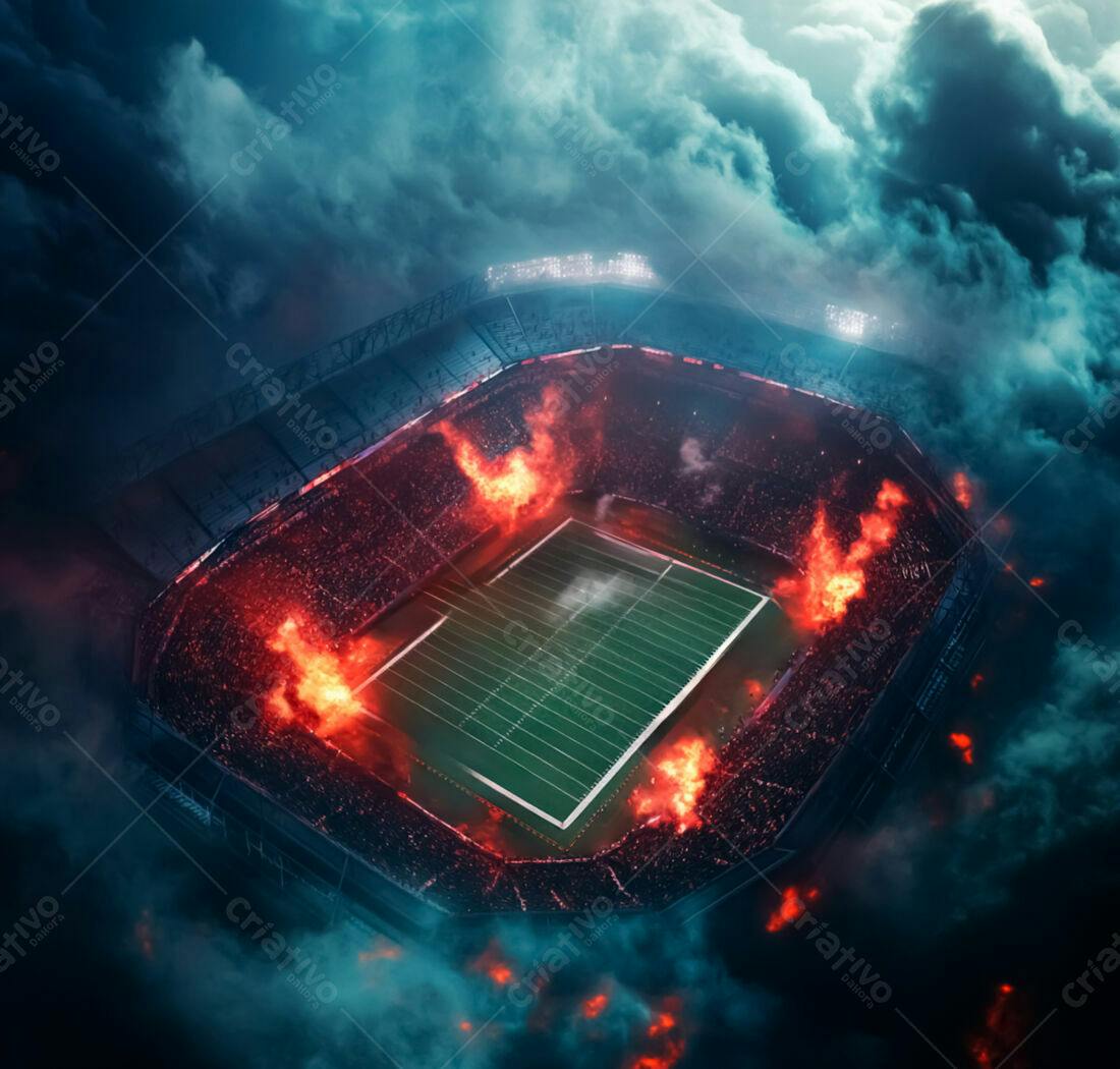 Estádio em chamas multidão noite