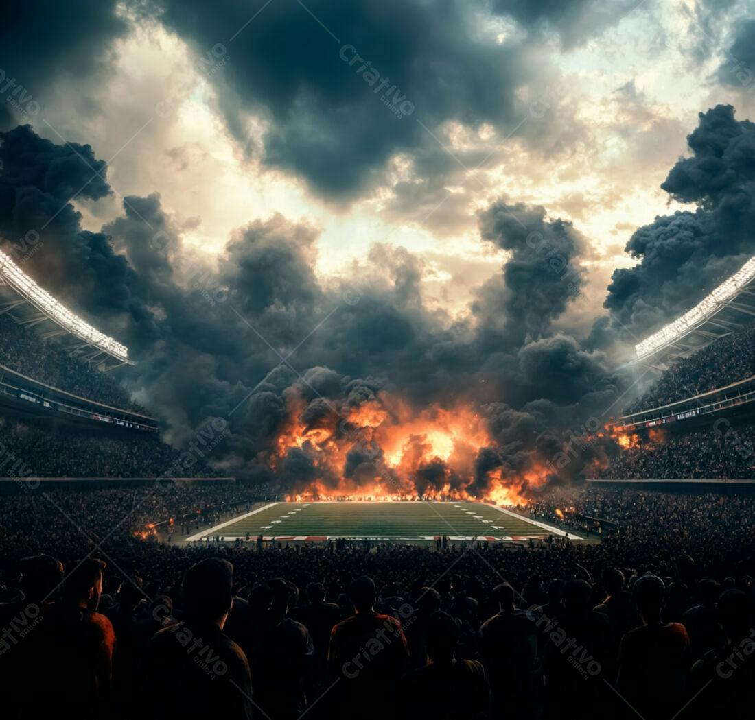Incêndio em estádio lotado de pessoas