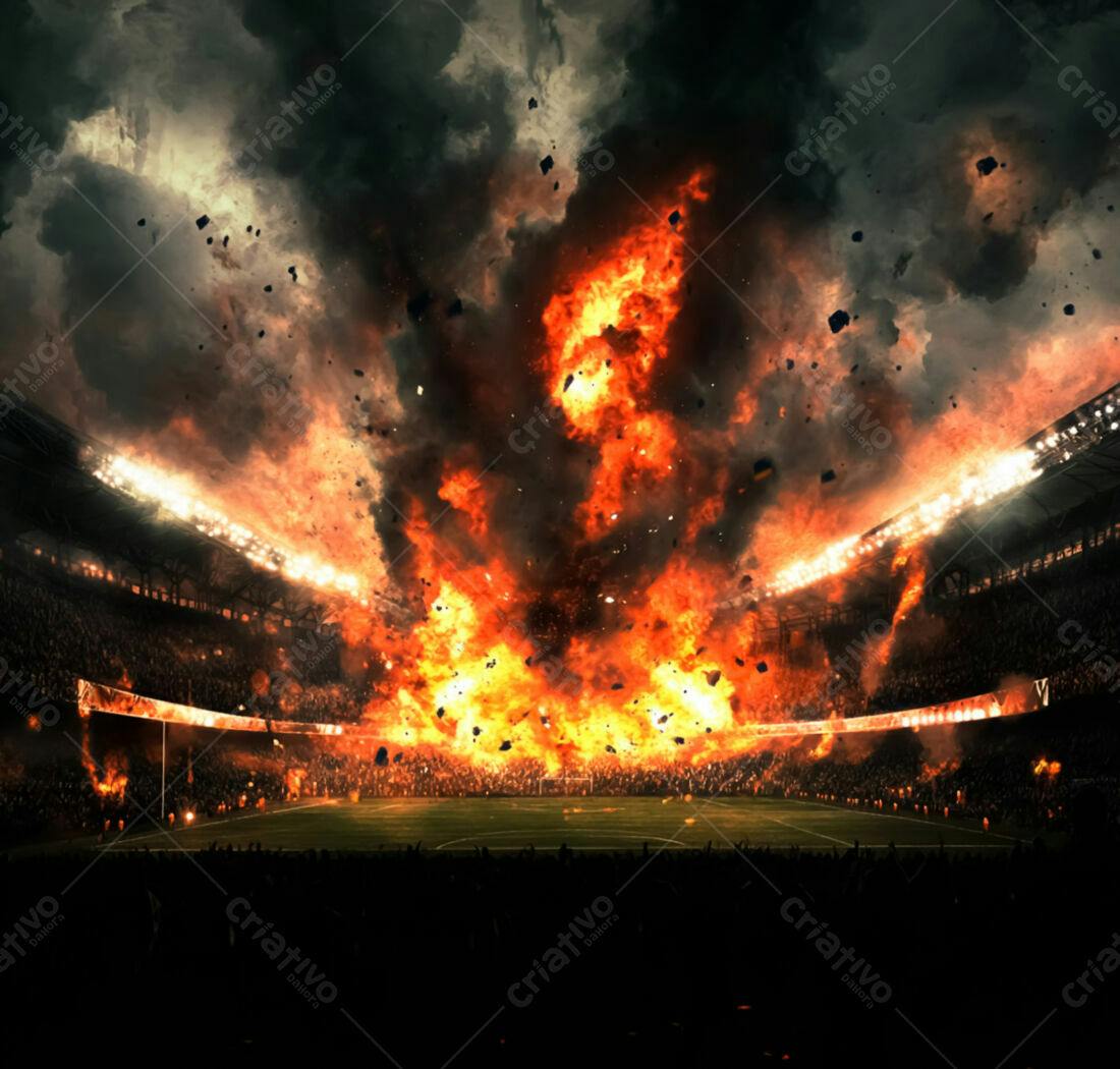 Explosão de fogo em estádio lotado