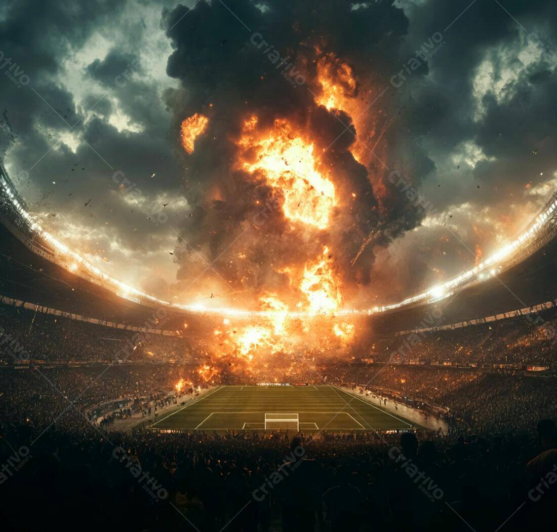 Explosão de fogo em estádio lotado