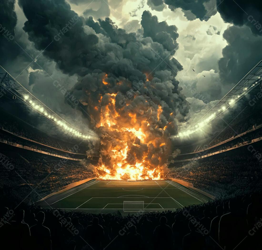 Incêndio em estádio de futebol lotado