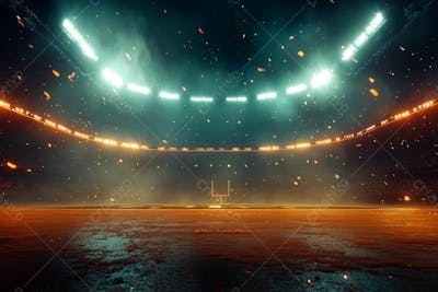 Imagem De Fundo De Um Campo De Futebol Com Fumaça E Luzes