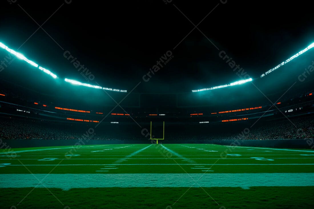 Campo de Futebol Americano Noturno Iluminado