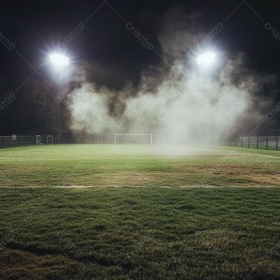 Imagem De Fundo De Um Campo De Futebol Com Fumaça E Luzes