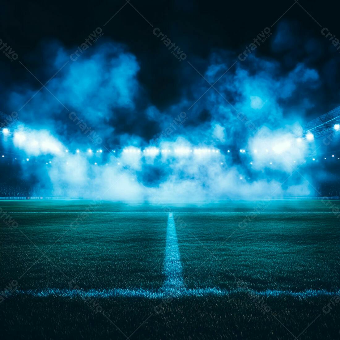 Campo de futebol noturno iluminado