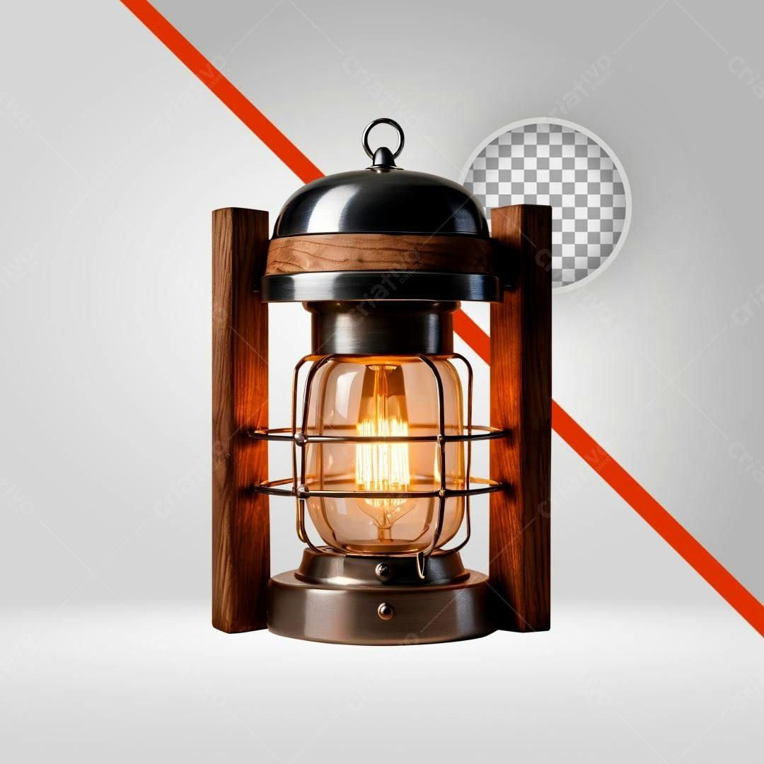 Icone Luminária Madeira e Metal PNG com fundo transparente