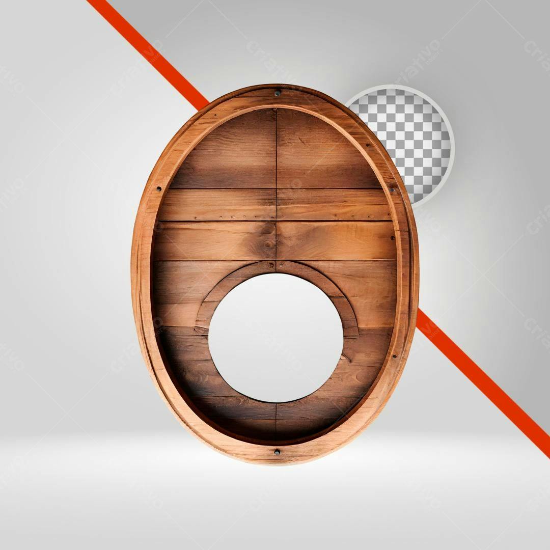Moldura oval em madeira PNG com fundo transparente