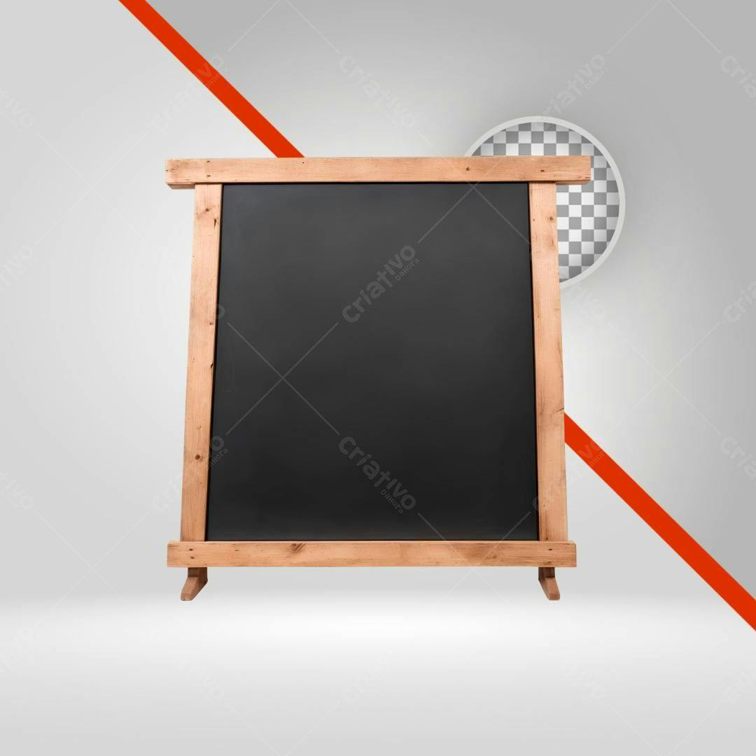 Quadro Negro de Madeira PNG com fundo transparente