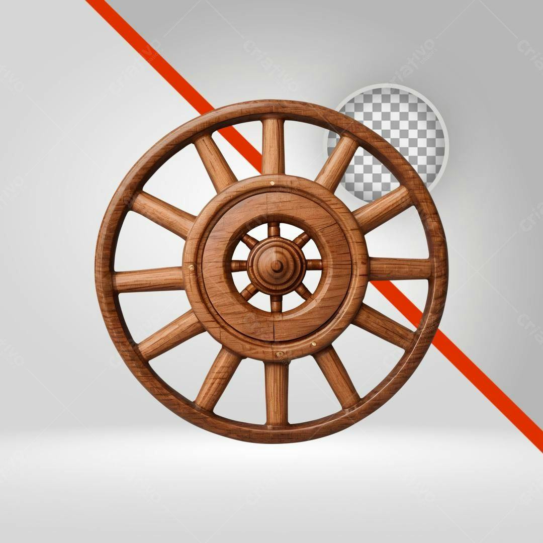 Icone Roda de Carroça Madeira PNG com fundo transparente