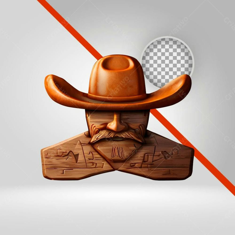 Vaqueiro 3D  Minimalista Pra Logotipos, Cowboy Velho Oeste 