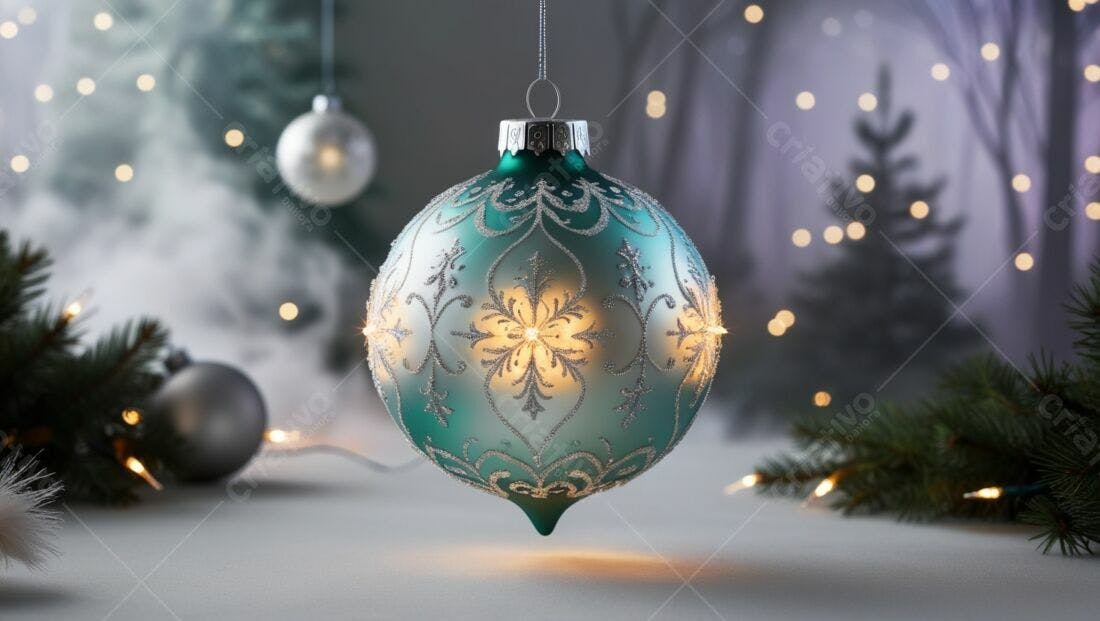 Enfeite de Natal azul-turquesa iluminado