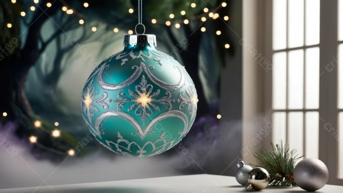 Enfeite de Natal turquesa com luzes