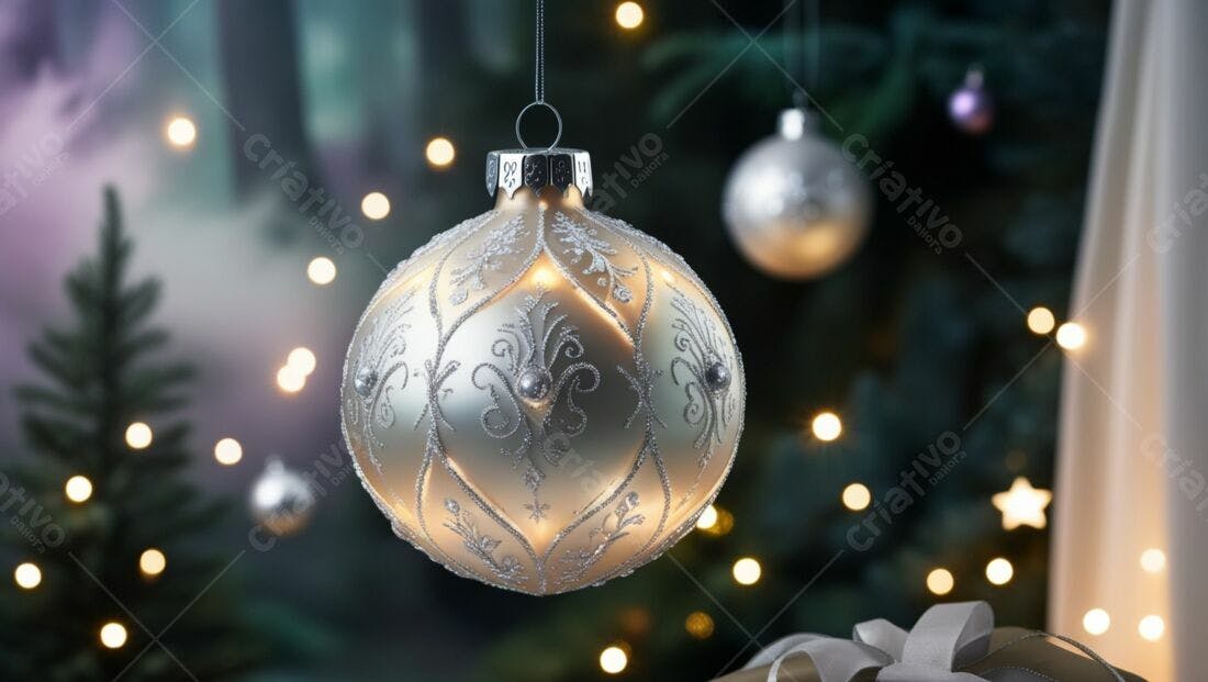 Enfeite de Natal dourado e prateado