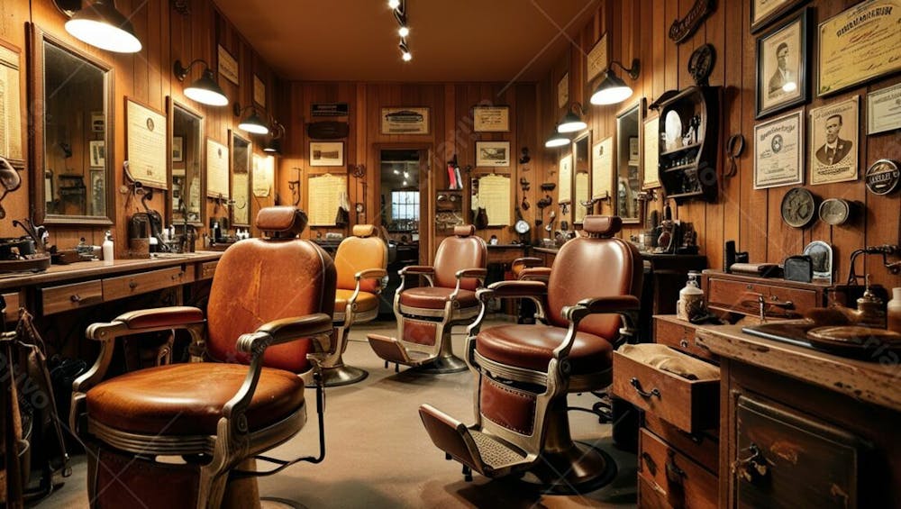 Uma Bela Imagem Do Interior De Uma Barbearia