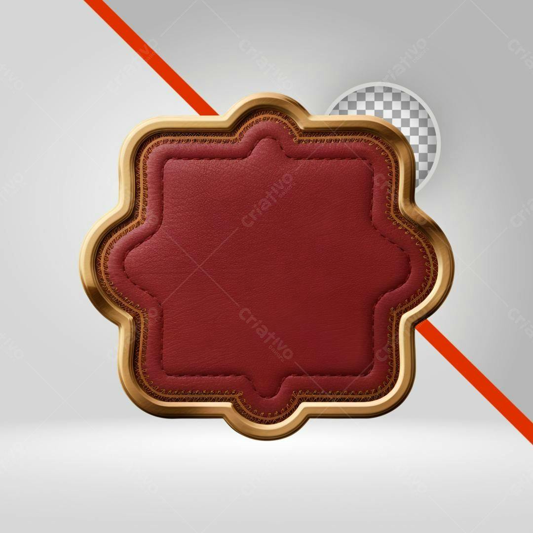 Selo Bordado Vermelho e Dourado PNG com fundo transparente