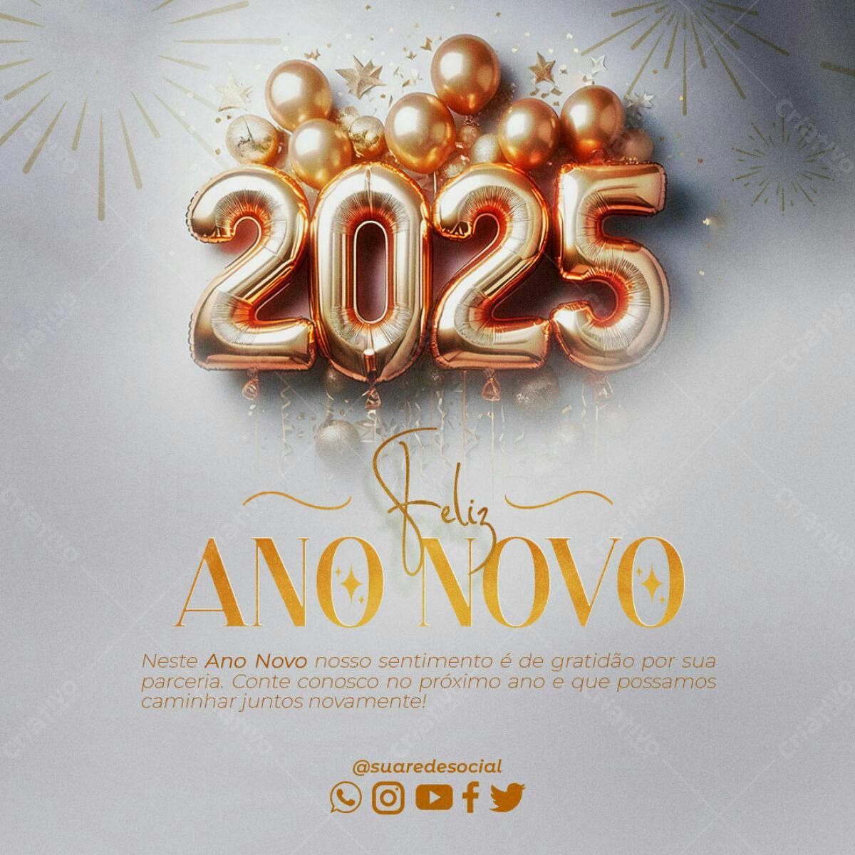 Flyer Feliz Ano Novo 2025 PSD Editável