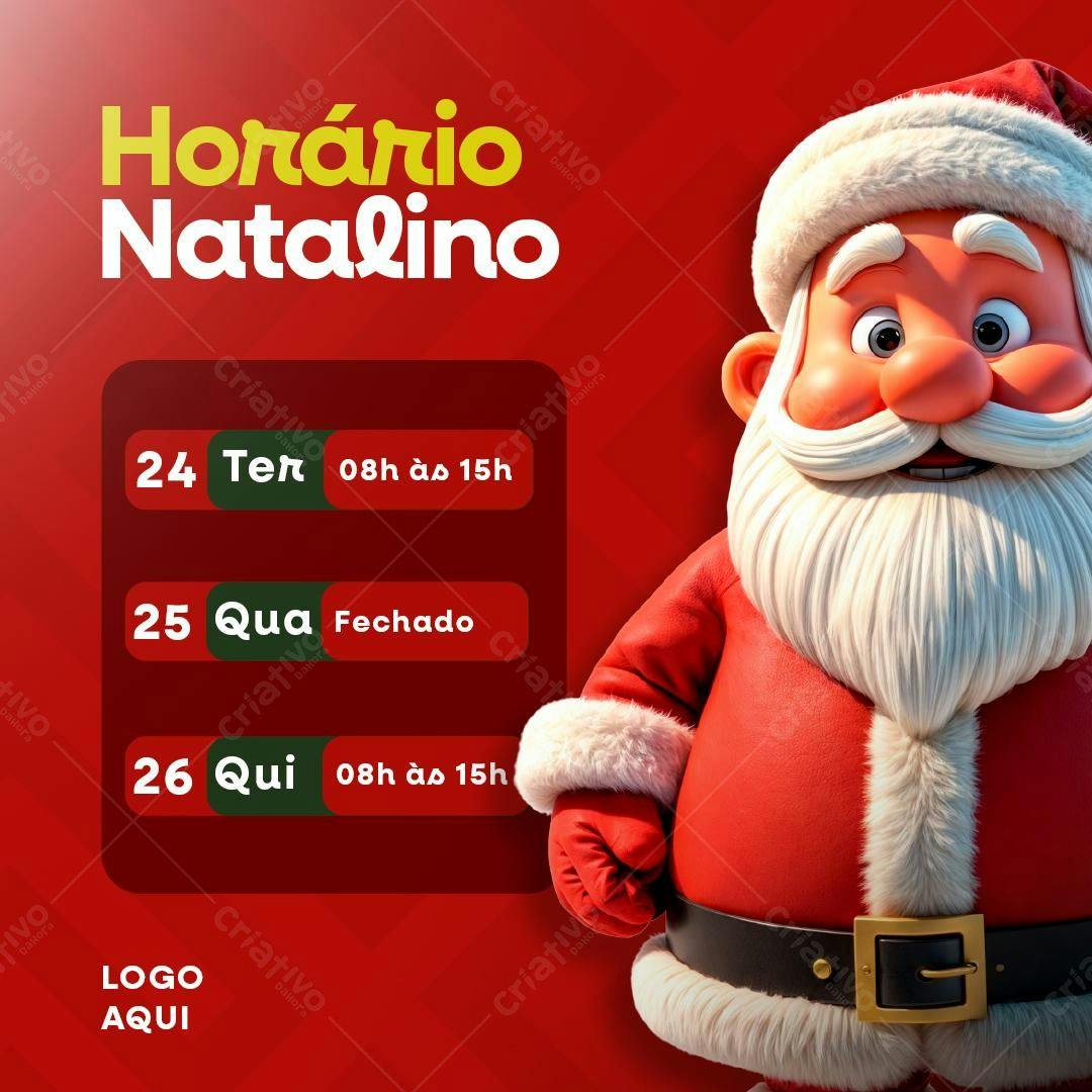 Postagem de Horário Natalino PSD Editável