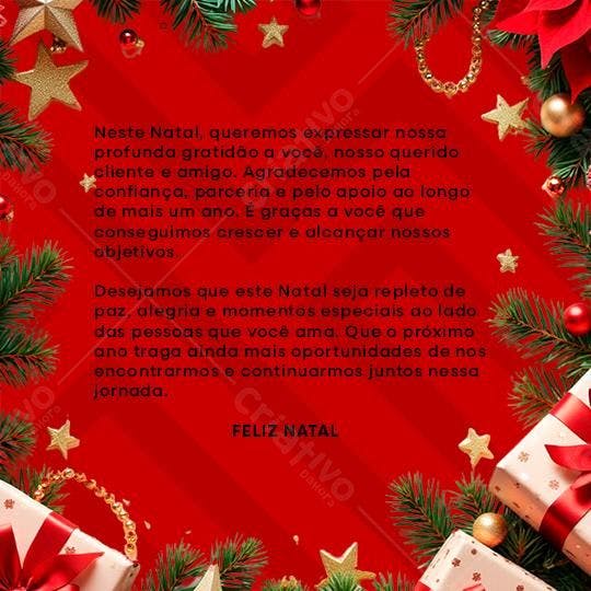 Cartão de Natal com Mensagem PSD Editável