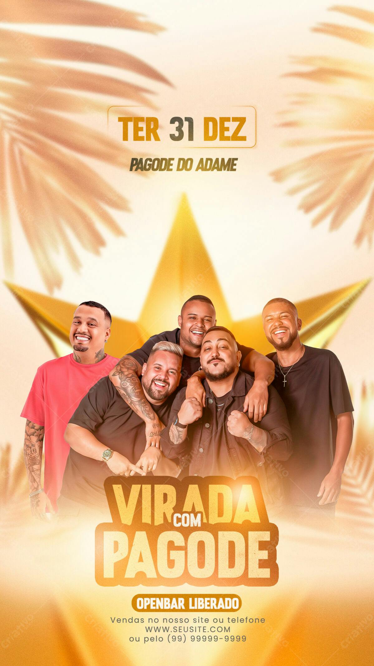 Flyer para Réveillon com Pagode PSD Editável