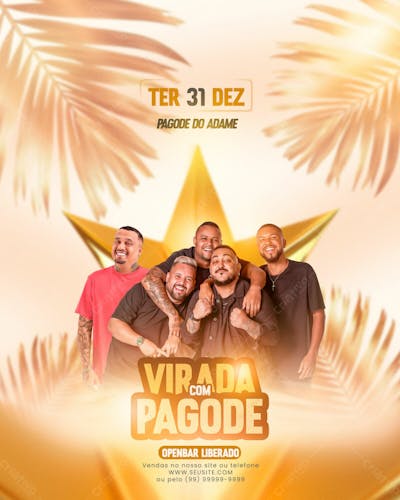 Virada Com Pagode Ter 31 De Dez Psd Editável Feed