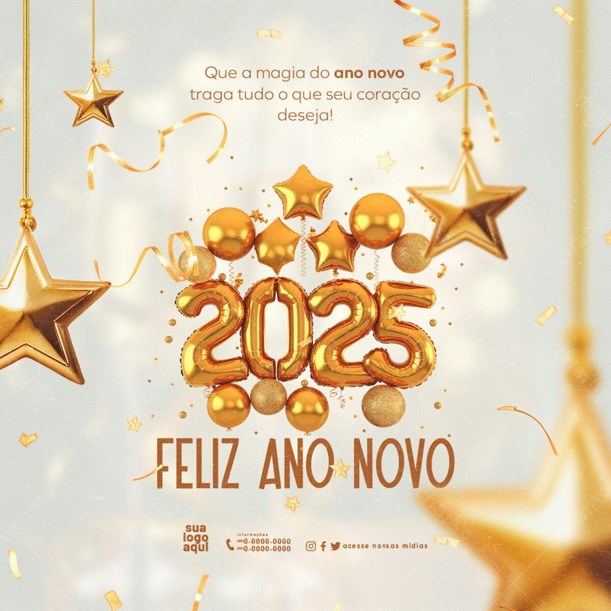 Postagem Feliz Ano Novo 2025 PSD Editável