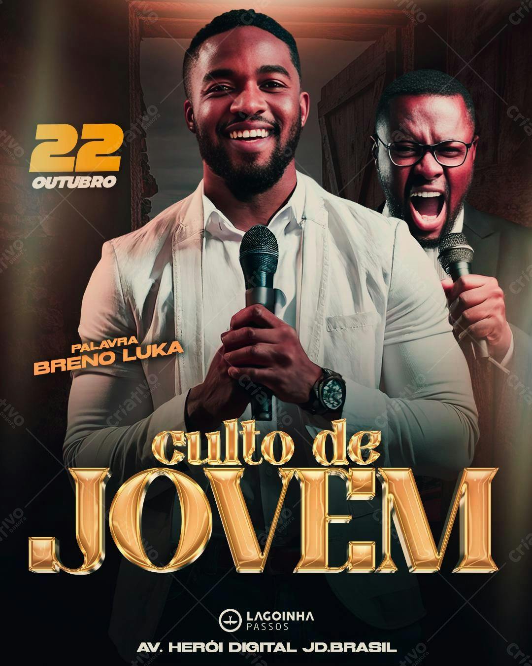 Flyer para Culto de Jovem PSD Editável