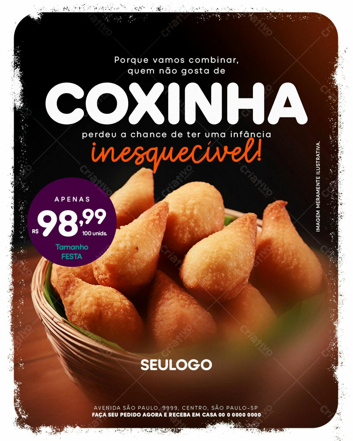 Flyer para Promoção de Coxinha PSD Editável
