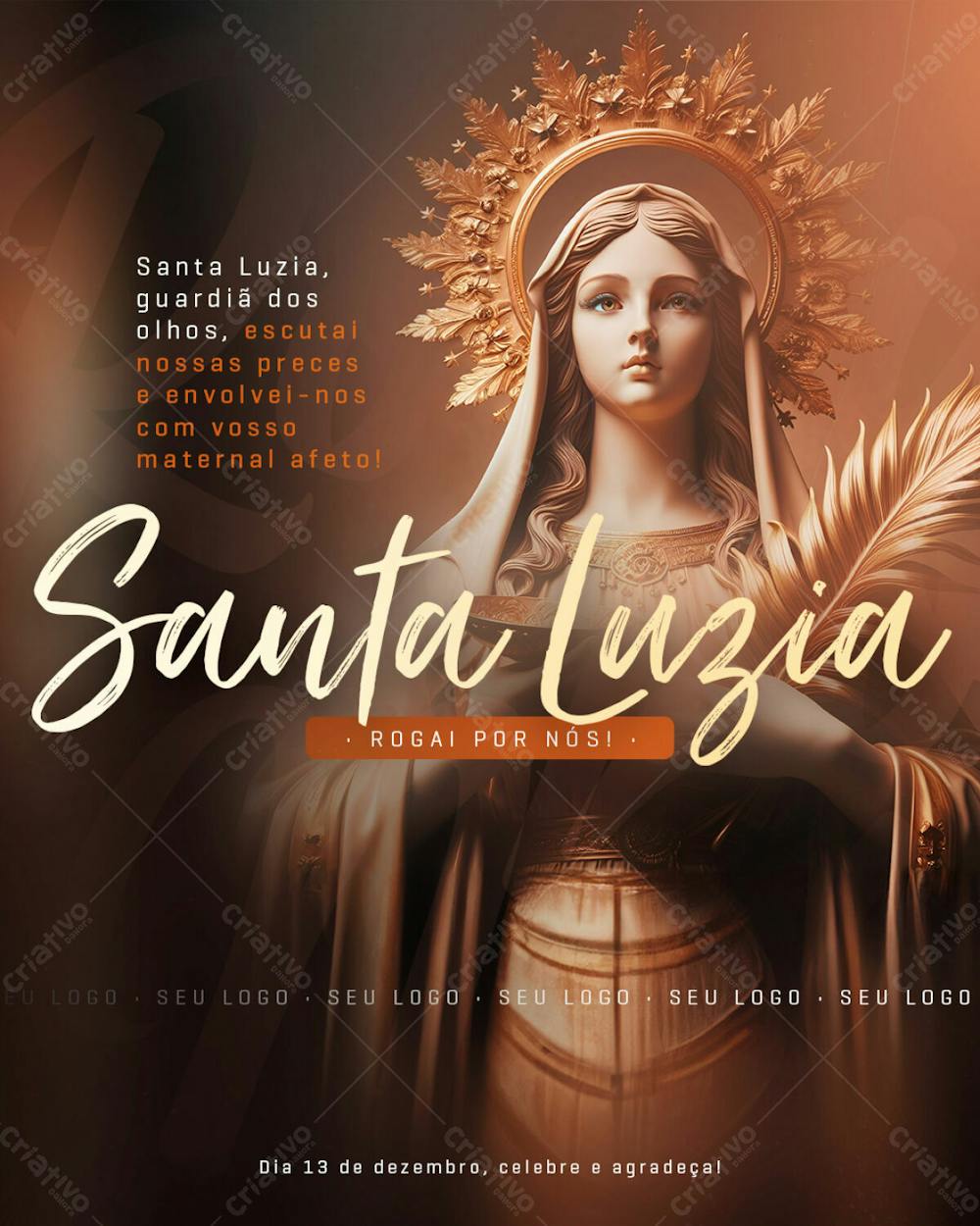 Psd Editável 13 De Dezembro Dia De Santa Luzia Guardiã Dos Olhos