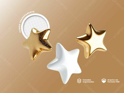 Estrelas Douradas 3D Fundo Png
