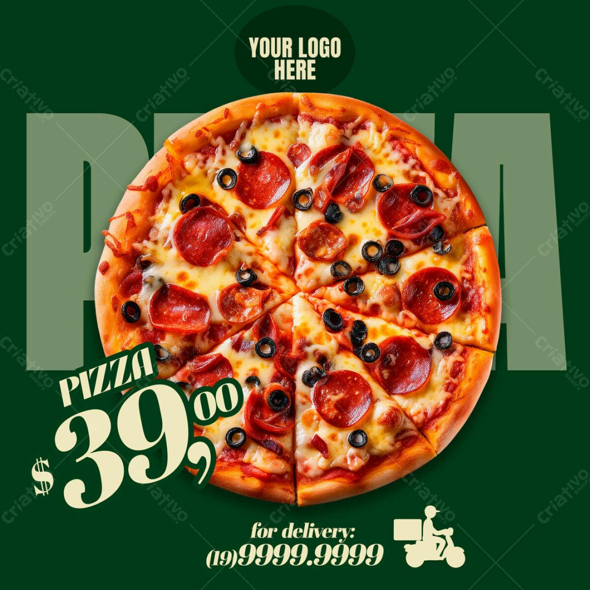 Flyer para Delivery de Pizza PSD Editável